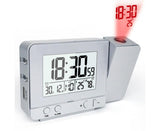 Desk Snooze LED Digital Backlight Date Function USB Charge Alarm Clock Projector-Silver - Silver V1263-JX-387