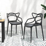 Gardeon 4PC Outdoor Dining Chairs PP Portable Stackable Chair Patio Furniture ODF-CHAIR-PP601-BK-4X