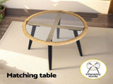 Gardeon 3PC Outdoor Bistro Set Patio Furniture Lounge Setting Table and Chairs Natural ODF-RATTAN-3STL-NTL