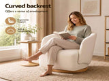 Artiss Swivel Armchair 360&deg Curved Accent Chair Linen Fabric Beige UPHO-K-SWL-FB-BG