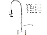 Commercial Faucet with Pre-Rinse Sprayer, 44" Height, 8" Center, 12" Swing Spout, Deck Mount Kitchen V952-JBSYCXSLTJBS3O1FMV0
