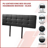 PU Leather King Bed Deluxe Headboard Bedhead - Black V63-768295