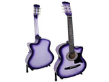 Karrera 38in Pro Cutaway Acoustic Guitar with Carry Bag - Purple Burst CC38-PRO-SPL
