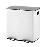 Cefito Pedal Bins Rubbish Bin Dual Compartment Waste Recycle Dustbins 40L White RB-40L-2P-WH