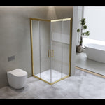 Adjustable 1200x1000mm Double Sliding Door Glass Shower Screen in Gold V63-849421