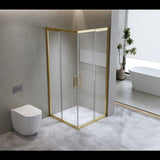 Adjustable 900x900mm Double Sliding Door Glass Shower Screen in Gold V63-849311