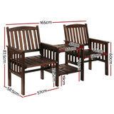 Gardeon Outdoor Garden Bench Loveseat Wooden Table Chairs Patio Furniture Charcoal ODF-LOVESEAT-CC