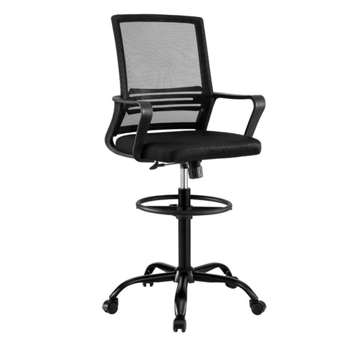 Artiss Office Chair Drafting Chairs Stool Computer Desk Studios Mesh Black OCHAIR-K-DRAF-BK