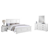 4 Pcs Bedroom Suite Solid MDF King White V43-BDS-SPNC-4PC-DRS-KWH
