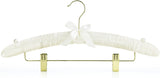 HANGERWORLD Pack of 5 Ivory Satin Padded Hangers with Clips for Skirts, Pants & Sweaters with V1258-DP02-F-301