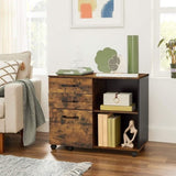 3-Drawer File Cabinet with Open Compartments for A4 Rustic Brown and Black V178-11543