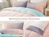 Girls Comforter Set, Queen Size, Ombre Blue Pink Rainbow 3-Piece Bedding Collection V745-MAB010665AG3