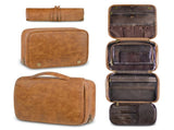 Yellowish Brown Luxury PU Business Travel Toiletry Bag - Large Capacity Waterproof Makeup Organizer V888-ELOSUNG17579
