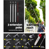 Giantz Pole Chainsaw Hedge Trimmer Brush Cutter Whipper Snipper 9 IN 1 MultiTool PCAW-SXFV-BK2C-GSAW