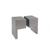 90cm Frameless Diamond Shower Screen Nickel F-Brackets with SS Hinges & Square Double Pull Handle V63-910901