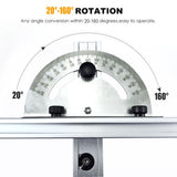 Stainless Steel & Aluminum Woodworking Angle Gauge with Laser-Etched Dial, Miter Guide Rail and V1341-ZY-6YRDSPGR-250MMB