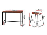 Artiss Bar Table and Stools Set Dining Desk Kitchen Chairs Cafe Pub BA-TAB-CHR-SET-WALBR