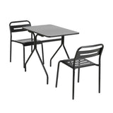 Gardeon 3PC Outdoor Bistro Set Patio Furniture Steel Table and Chairs Black ODF-STSQ-3PCS-AB