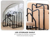 1Pc Black Cutting Board Rack with Groove Design for Kitchen Pot Lid Storage and Organizer V1366-AZ2-W-23085