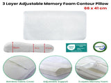 Hotel Living Adjustable 3-Layer Memory Foam Contour Pillow 41x66cm V442-ATX-PILLOW-3LAYERADJUSTFOAM-WHITE-QS