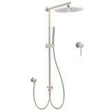 Brushed Nickel 2in1 Set Round 12" Rain Head Shower Single Mode Handheld Sliding RailWall Mixer V1233-SC842BSSS019CBNKSR112NKRD201N60