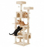 CARLA HOME 180cm Cat Tree Tower for Indoor Cats with Plush Perches, Dual Condos, Natural Sisal V178-36387