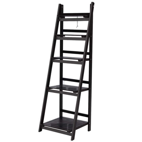 Artiss Bookshelf Corner Shelf 5 Tiers - ZANE Coffee ST-CAB-SHELF-5T-COF