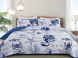 Navy Blue Coastal Aura Bedspread Coverlet 3 Piece Set V745-AC081124Q13U
