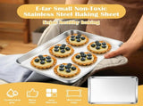 Stainless Steel Toaster Oven Trays, 2 Pack Small Non Toxic Baking Cookie Sheets for Cake Baking, V1189-LC-RY-00058