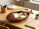 Lifelike Fish Shaped Hand Woven Storage Basket, Decorative Nautical Organizer Tray, Multipurpose V1192-AZ-W-24649