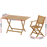 Gardeon Outdoor Dining Set 7 Piece Wooden Table Chairs Setting Foldable ODF-V-DINING02-TK-ABCD