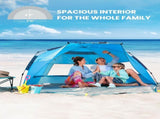 OutdoorMaster Pop Up 3-4 Person Beach Tent X-Large - Easy Setup, Portable Beach Shade Canopy Folding V1168-OM-VA8L-BTNF