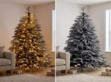 Christabelle 2.3m 7.5ft Midnight Snow Christmas Tree Pre Lit Warm White LED Black Foliage Flock 112_HZMS75