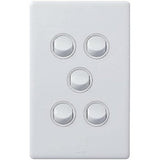 Legrand Excel Life 16AX 230/240V 5 Gang Flush Switch, White V1202-V1-LEGED7705WE