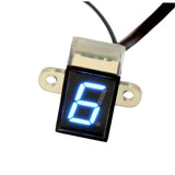 Motorcycle Gear Indicator with Black Digital Display and LED Lights Showing Gear Numbers 0 to 6 V1369-AZ3-W-13370