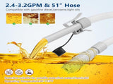 Fuel Transfer Pump with Auto-stop Sensor -3.2 GPM, 3 Tank Adapters, 51" Hose Portable Fuel Pump V1258-DP02-C-335