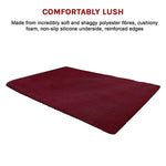 230x160cm Floor Rugs Large Shaggy Rug Area Carpet Bedroom Living Room Mat - Burgundy V63-832101