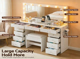 Artiss Dressing Table Vanity Desk Set Stool LED Bulbs White FURNI-L-DRESS08-WH-ABC