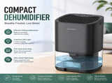 Black Mini Quiet Dehumidifier for Bedroom - 1000ml Water Tank Portable Home Moisture Absorber with V888-ELOSUNG53372