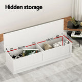 Artiss Storage Ottoman Blanket Box 140cm Fluted Grey FUR-S-OTM-RTA-03-PB-WH