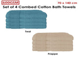 600GSM Set of 4 Combed Cotton Bath Towels 70 x 140 cm Latte V442-ATX-TOWEL-SETOF4600GSM-FRAPPE-RE