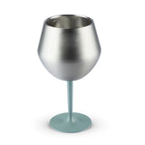 2 Pcs Green and Silver Detachable Stainless Steel Wine Glass - 14oz Portable Stemmed Goblet V888-ELOSUNG27237