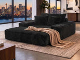 Artiss Sofa Bed Lounge Chair Sleeper Couch Chaise Single Seater Faux Fur Black SB-COMP-CHA-CH-BK