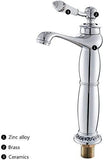 Copper Faucet for Bathroom Sink Hot & Cold Water Mixer, Vintage Retro Style, Deck-Mounted Basin V1107-113-87537-BLK-305MM
