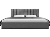 Artiss King Bed Frame with Storage Grey Velvet Headboard Gas Lift Platform Base BFRAME-E-TOKI-VELA-K-GY-AB