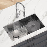 Kitchen Sink, 304 Stainless Steel Drop-In Sinks, Undermount Single Bowl Basin with Accessories V952-QRSSCTXPDCY30ZB7SV0