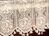 Vintages with tassels Valance for Kitchen Cafe, Short Boho Sheer Lace Crochet V1189-WXFWAL-20260319-00050