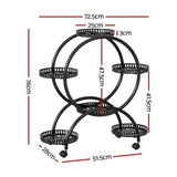 Artiss Plant Stand 6 Tier Metal Flower Pot Rack Wheels DIY-PS-ROUND-6T-BK