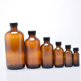 Set of 4 Round Glass Storage Bottles with Reusable Bakelite Caps, Glass Containers for Kitchen and V1370-AZ4-11618
