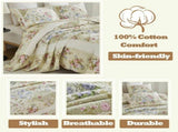 100% Cotton Ivory Cottage Rose Coverlet Bedspread Set V745-MMPAC06498Q13U